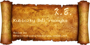 Kubiczky Bársonyka névjegykártya