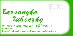 barsonyka kubiczky business card